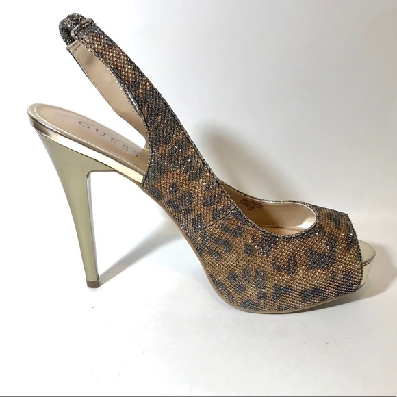 🤩NEVER WORN Guess Leopard Glitter Print Heels🤩 - Picture 3 of 6